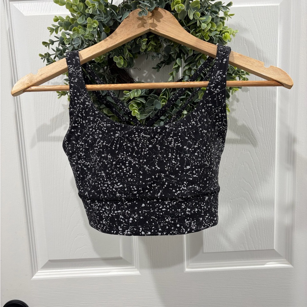 lululemon athletica Black with White Speckle Cropped Sports Bra